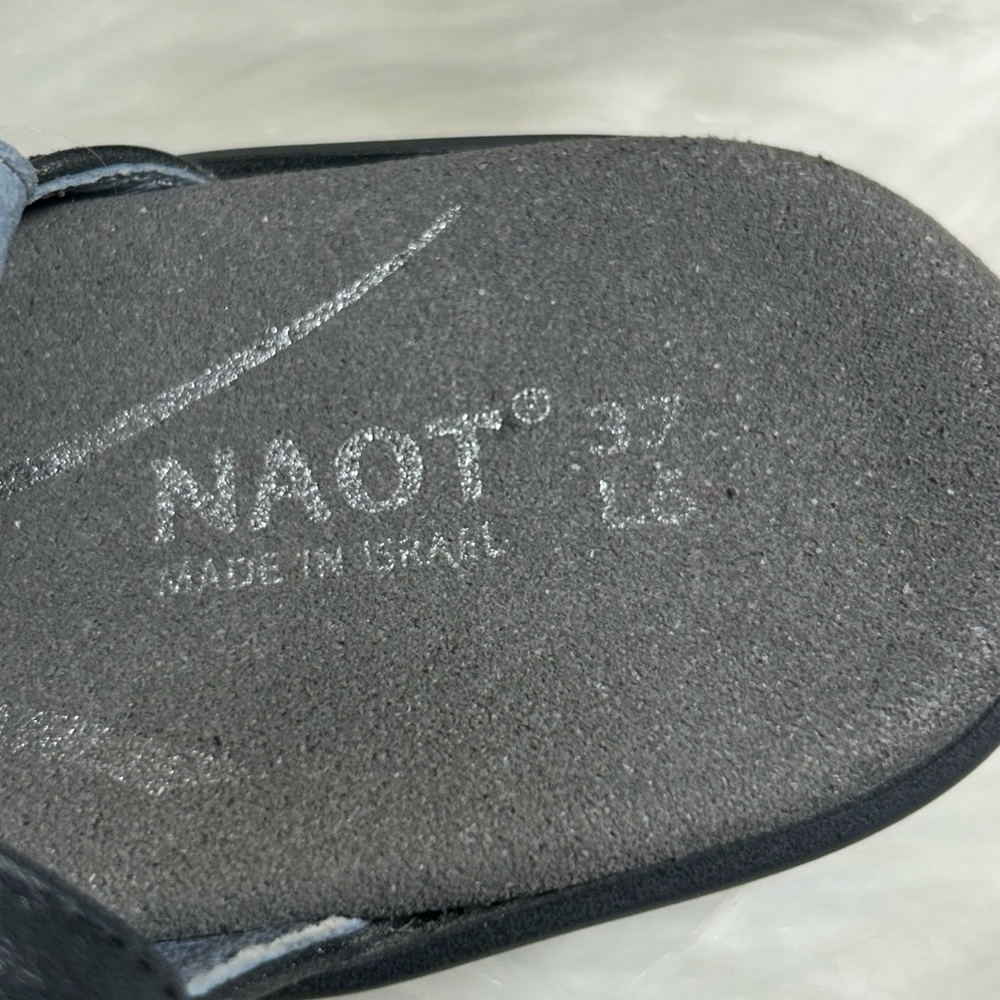Naot Reserve Black Leather Dressy Comfort Wedge Sandals Size 6 - Picture 7 of 8